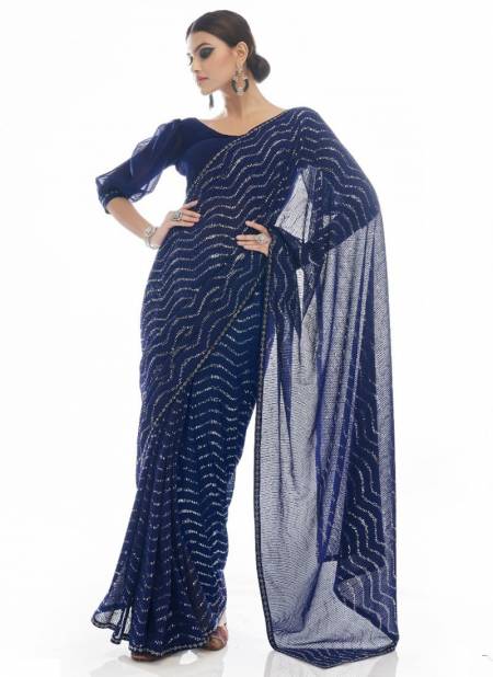 Navy Blue Colour Arya Swarna 3 Fancy Party Wear Latest Stylish Designer Saree Collection 21004